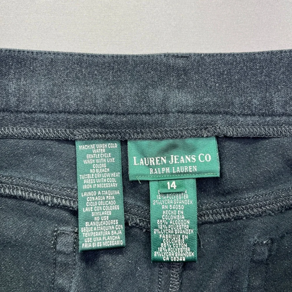 Lauren Jeans Co Knit Denim Pants Comfort Stretch Casual Gray Women's 14 Fits 34